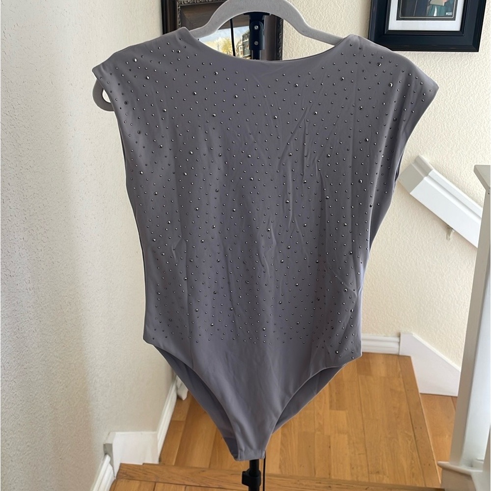 Rhinestone Gray bodysuit